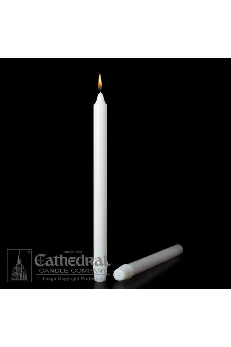 1-1/16" Diameter Stearine White Molded Candles-Church Life-Cathedral Candle-1-1/16" x 12" (F3) 18 Per Box-Self-Fitting End (SFE)-Michigan Church Supply