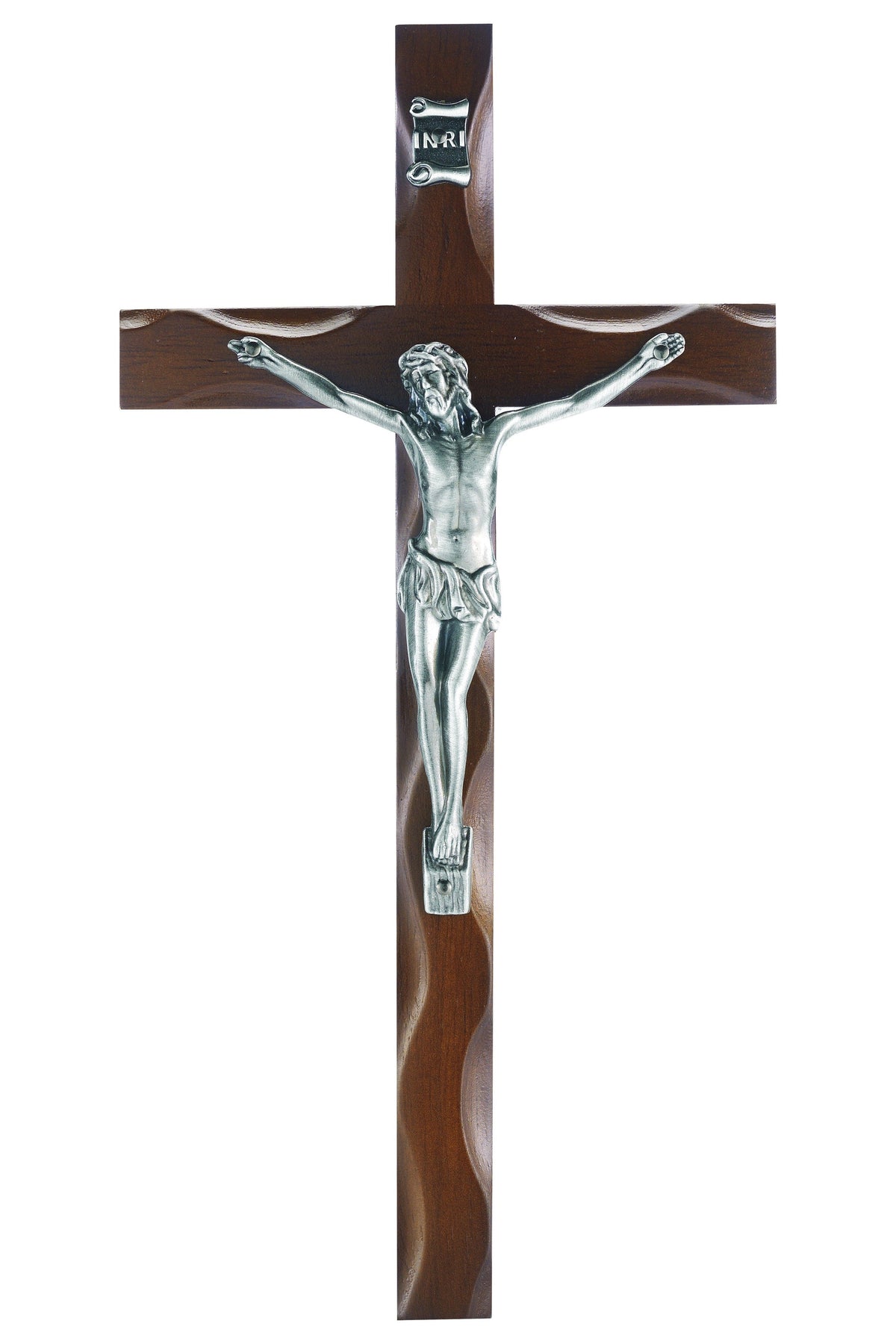 10" Walnut Finish Crucifix with Silver Corpus - TAF411A10W25-Inspirational Gifts-Hirten-Michigan Church Supply