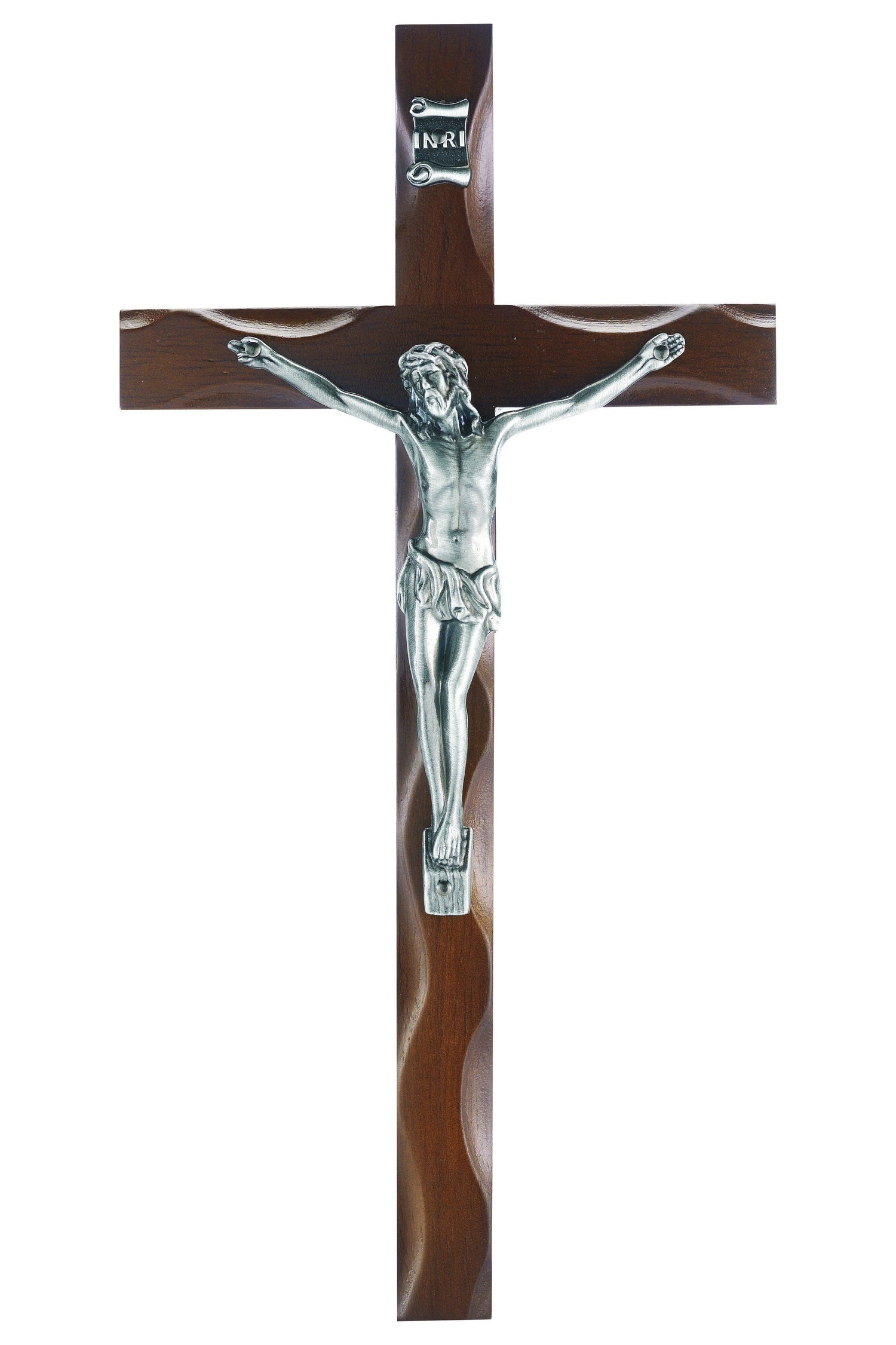 10" Walnut Finish Crucifix with Silver Corpus - TAF411A10W25-Inspirational Gifts-Hirten-Michigan Church Supply