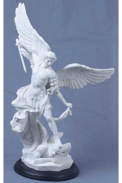 14.5" St . Michael Statue in White - ZWSR71543W-Inspirational Gifts-Goldscheider of Vienna-Michigan Church Supply