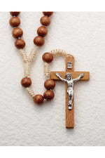 15-Decade Rosary Wood Beads on Light Cord - LA264915-Inspirational Gifts-RELIGIOUS ART INC-Michigan Church Supply