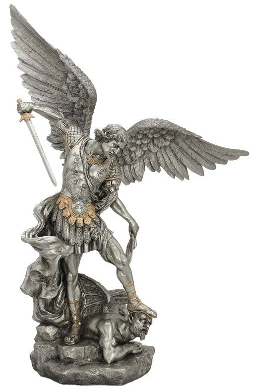 29" St. Michael Pewter Style Statue - ZWSR74552-PE-Church Life-Goldscheider of Vienna-Michigan Church Supply