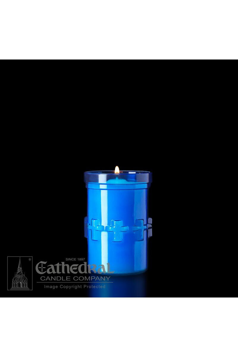 3-Day Blue Raised Cross Candle - UM790-52-Church Life-Cathedral Candle-Michigan Church Supply