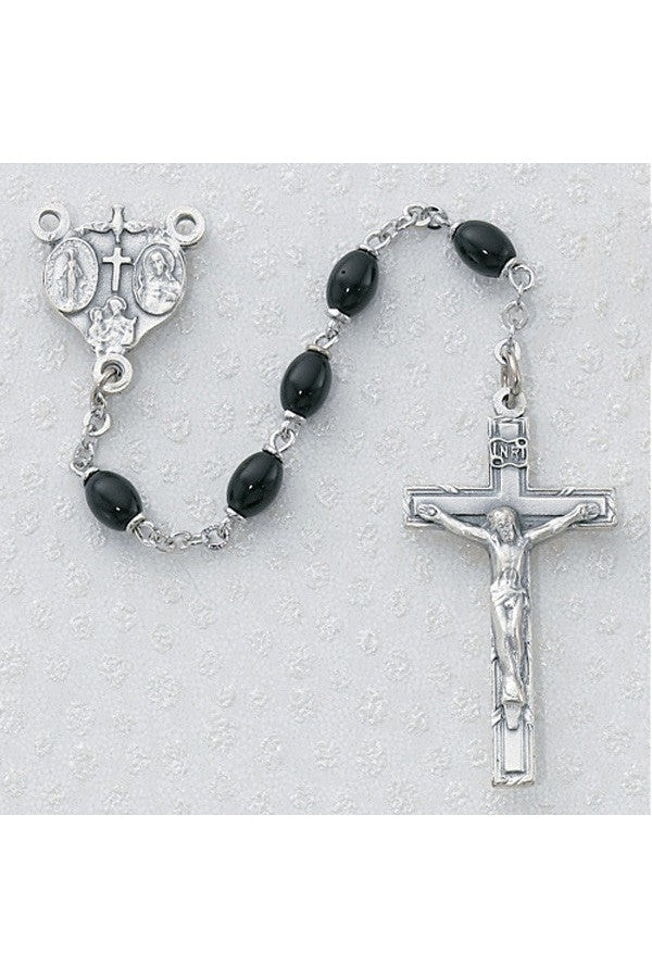 4x6mm Black Glass Rosary - UZ136DF-Inspirational Gifts-McVan-Michigan Church Supply