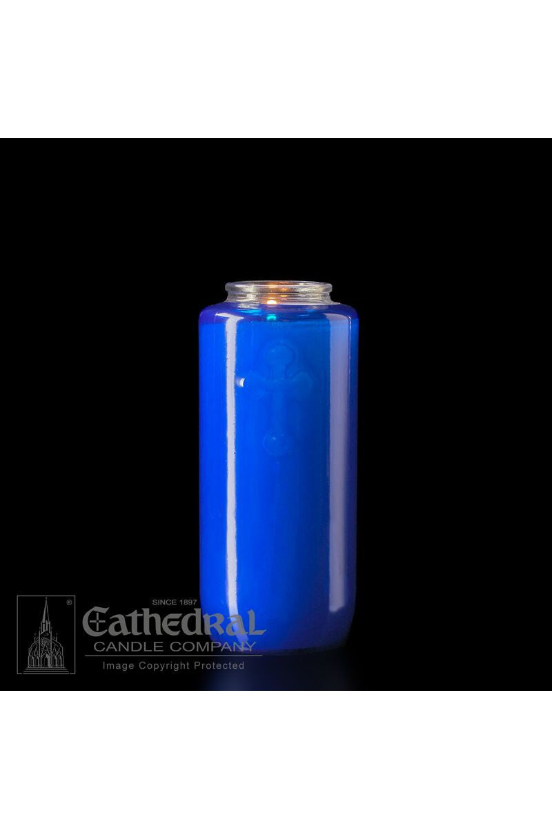 5-Day Blue Glass Offering Candles - AF205-64-Church Life-Cathedral Candle-Michigan Church Supply