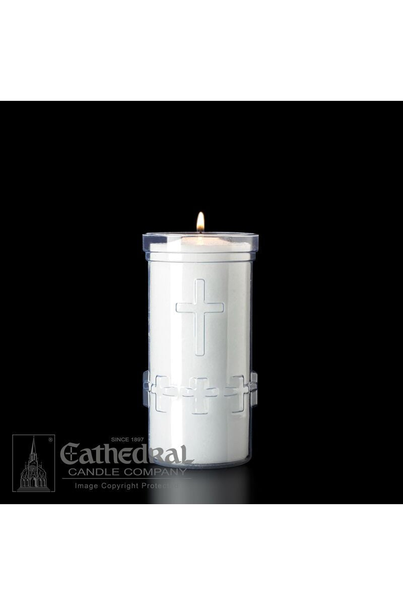 5-Day Crystal Raised Cross Candle - UM794-Church Life-Cathedral Candle-Michigan Church Supply