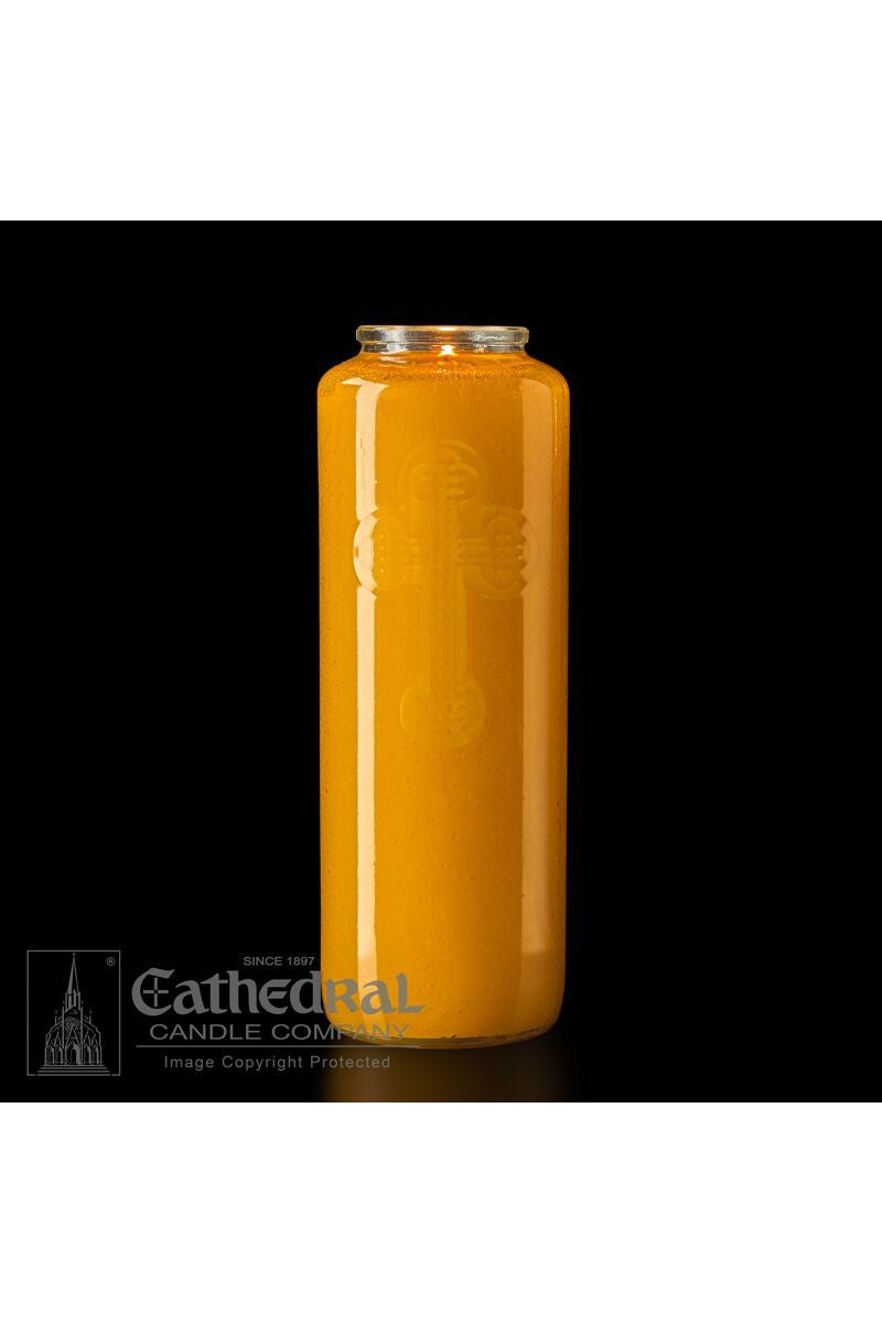 6-Day Amber Glass Offering Candles - AF216-34-Church Life-Cathedral Candle-Michigan Church Supply