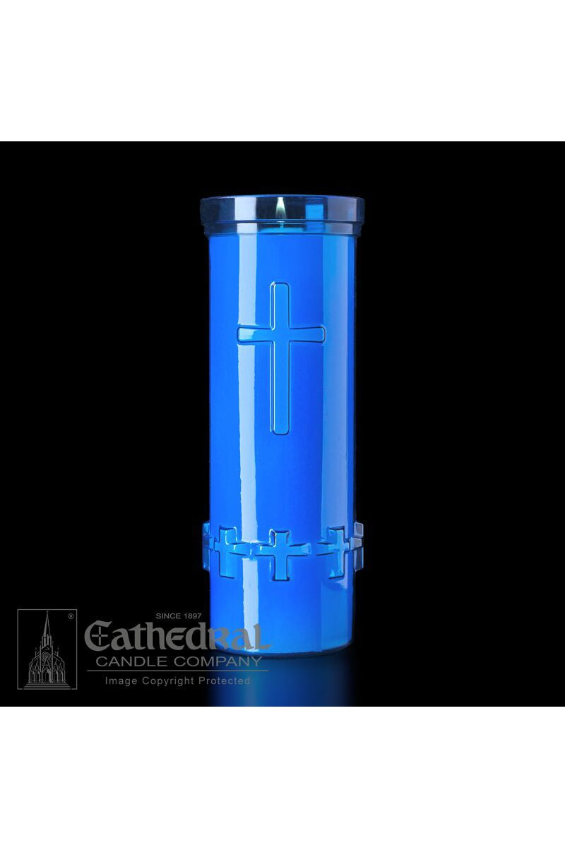 6-Day Blue Raised Cross Candle - UM793-52-Church Life-Cathedral Candle-Michigan Church Supply