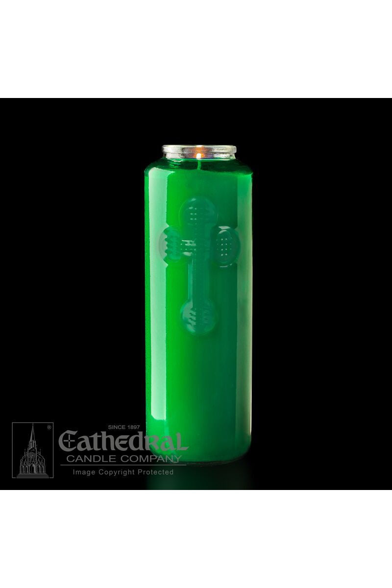 6-Day Green Glass Offering Candles - AF216-47-Church Life-Cathedral Candle-Michigan Church Supply