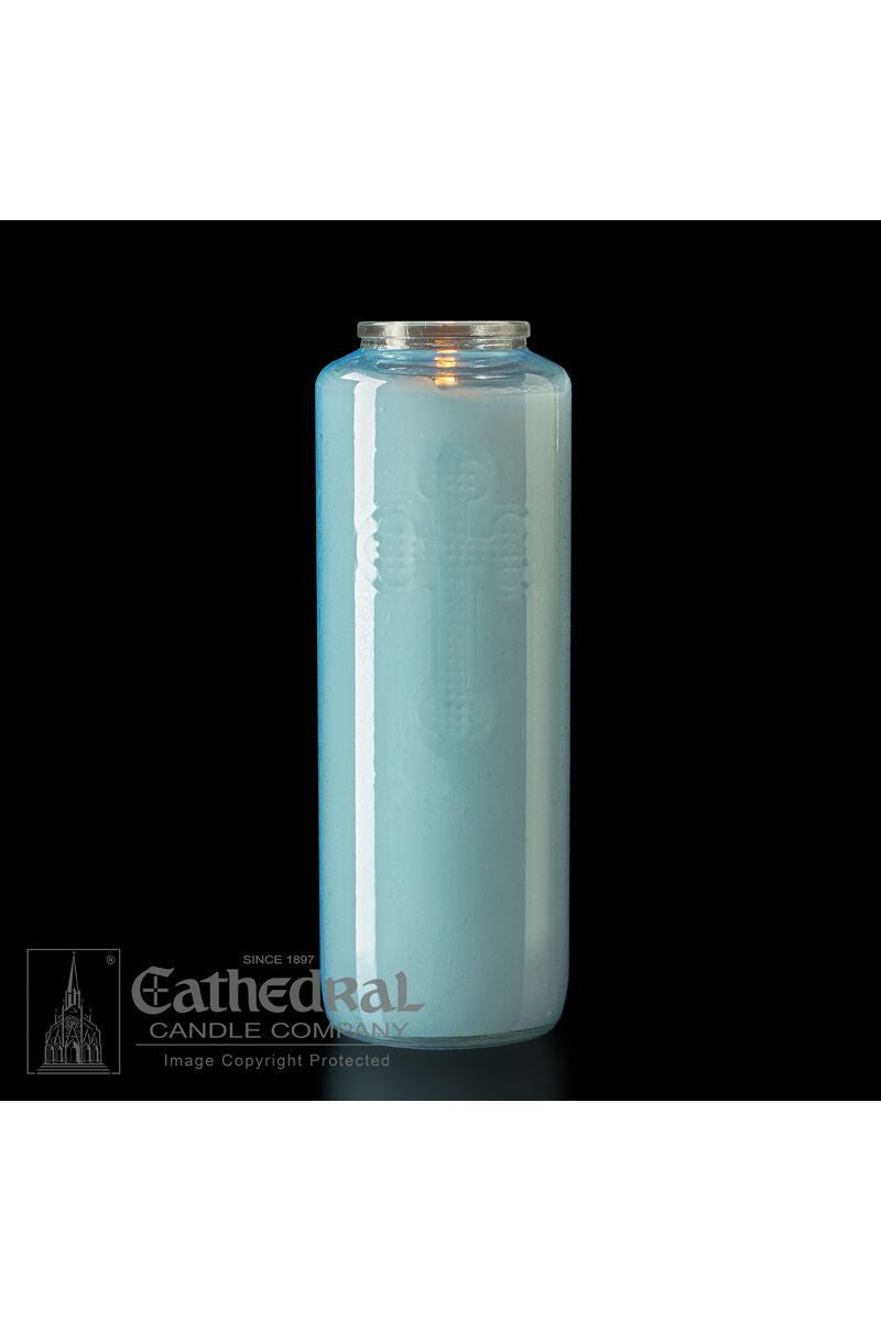 6-Day Light Marian Blue Glass Offering Candles - AF216-56-Church Life-Cathedral Candle-Michigan Church Supply