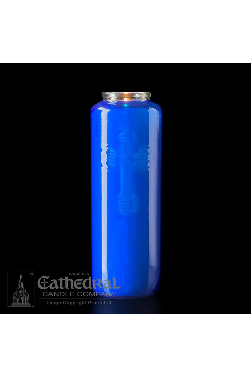 6-Day Sapphire Blue Glass Offering Candles - AF216-64-Church Life-Cathedral Candle-Michigan Church Supply