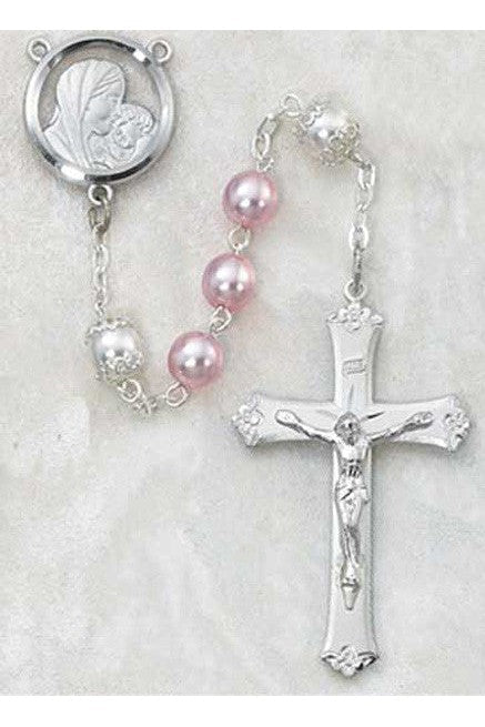 6mm Pink/pearl Rosary - UZ592RF-Inspirational Gifts-McVan-Michigan Church Supply