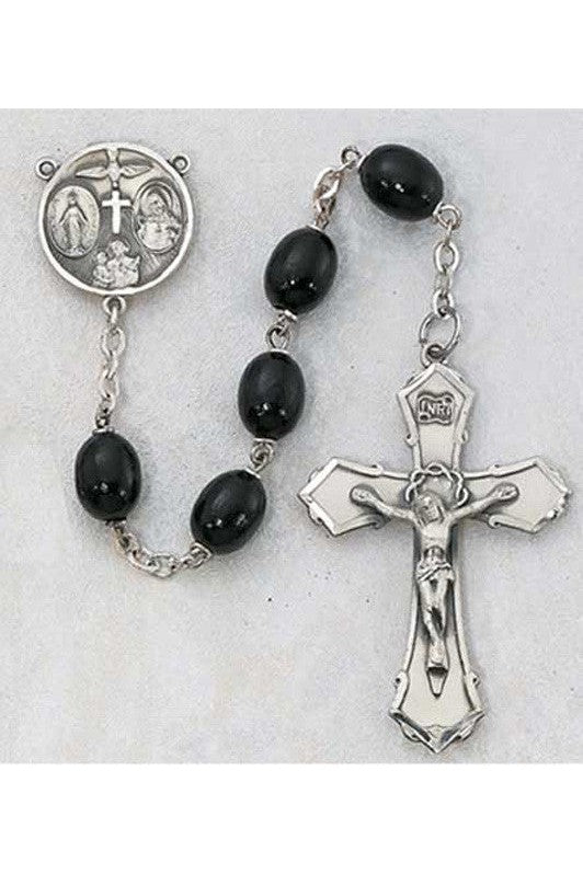 6x8mm Black Wood Rosary - UZ139DBKF-Inspirational Gifts-McVan-Michigan Church Supply