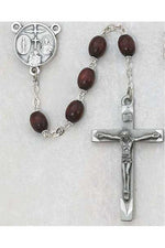 6x8mm Brown Wood Rosary - UZ137DBRF-Inspirational Gifts-McVan-Michigan Church Supply