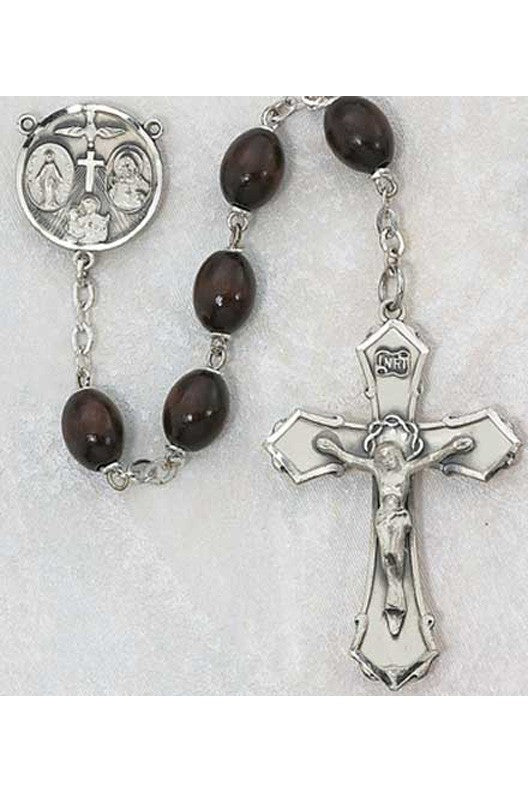 6x8mm Brown Wood Rosary - UZ139DBRF-Inspirational Gifts-McVan-Michigan Church Supply