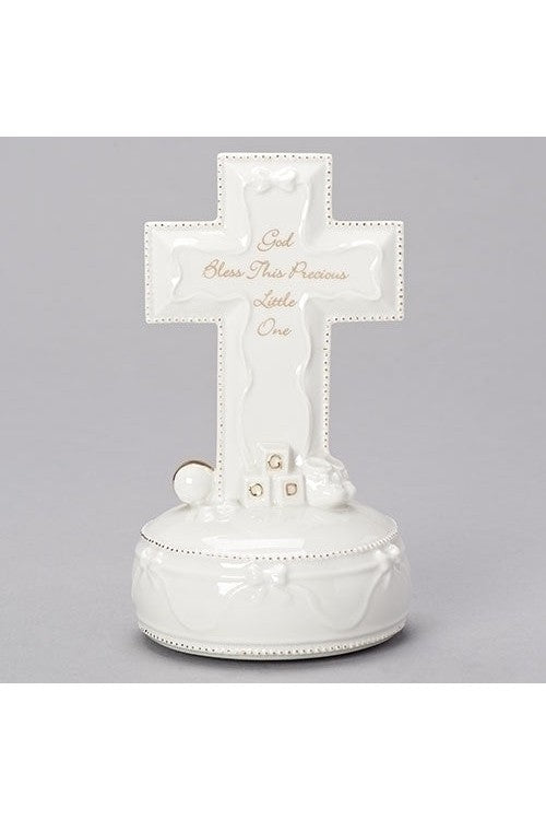 7" Music Box God Bless Porcelain - LI40053-Inspirational Gifts-Roman, Inc-Michigan Church Supply