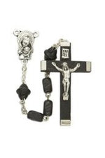 7 x5mm Black Wood Beads and Madonna & Baby Center Rosary-WOSR3431JC-Inspirational Gifts-Singer-Michigan Church Supply