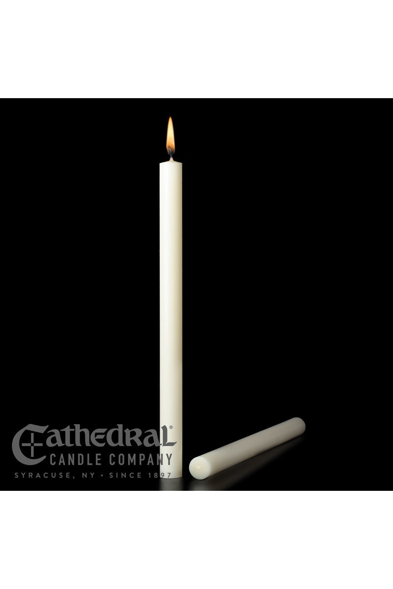 7/8" Diameter 51% Beeswax Altar Candle-Church Life-Cathedral Candle-7/8" x 12" (Short 4) 24 per box-Plain End (PE)-Michigan Church Supply