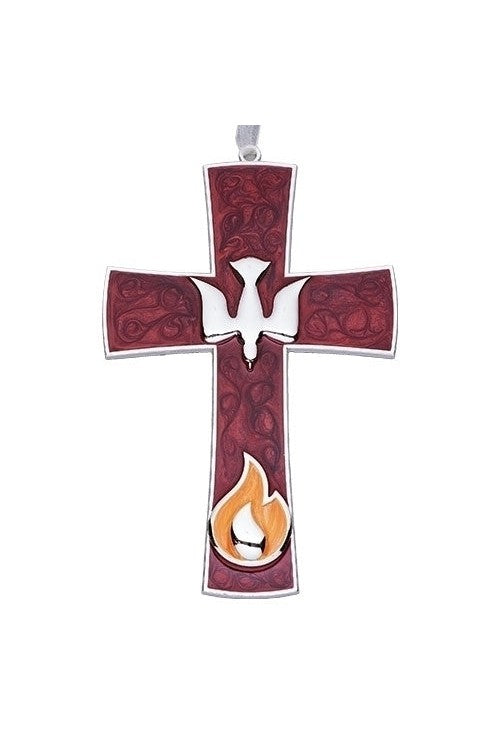 7.5" Confirmation Wall Cross Red "Dove & Flame" - LI19895-Inspirational Gifts-Roman, Inc-Michigan Church Supply