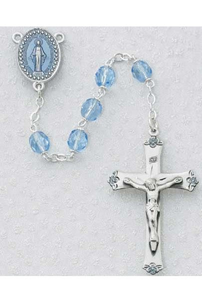 7mm Blue Glass Rosary - UZ864DF-Inspirational Gifts-McVan-Michigan Church Supply