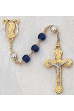 8mm Blue/pearl Capped Rosary - UZ450HF-Inspirational Gifts-McVan-Michigan Church Supply