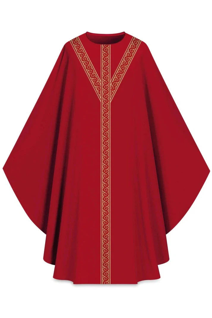 ASSISI Chasuble with orphrey (Ecru, Red, Green, Purple) - WN70105-Church Life-Art Studio Slabbinck-Red-Michigan Church Supply