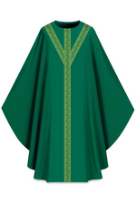 ASSISI Chasuble with orphrey (Ecru, Red, Green, Purple) - WN70105-Church Life-Art Studio Slabbinck-Green-Michigan Church Supply