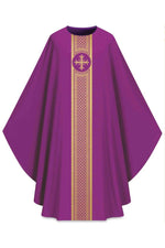 ASSISI Chasuble with woven band (Ecru, Red, Green, Purple) - WN70104-Church Life-Art Studio Slabbinck-Purple-Michigan Church Supply