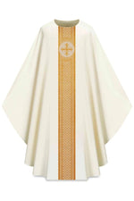 ASSISI Chasuble with woven band (Ecru, Red, Green, Purple) - WN70104-Church Life-Art Studio Slabbinck-Ecru-Michigan Church Supply