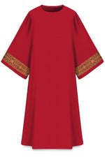 ASSISI Dalmatic with woven Orphrey (Purple, Green, Red, Ecru) - WN70701-Church Life-Art Studio Slabbinck-Red-Michigan Church Supply