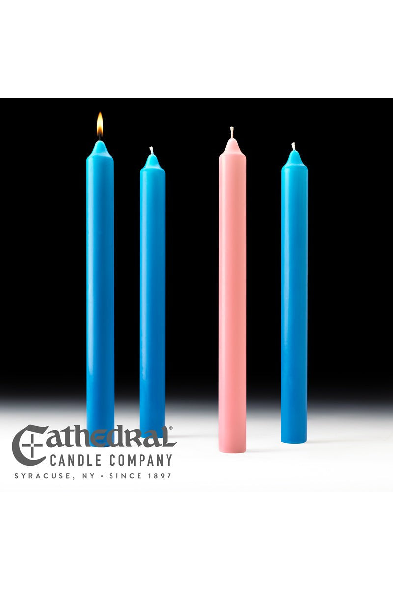 Advent Candle Sets - 3 Blue, 1 Rose - 1-1/2" x 16" - GG82136904-Church Life-Cathedral Candle-Michigan Church Supply