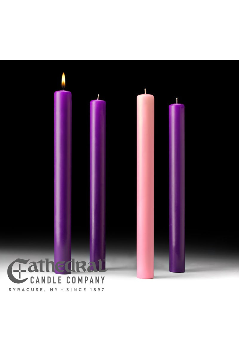 Advent Candle Sets - 3 Purple, 1 Rose - 1-1/2" Diameter- GG8211/8213-Church Life-Cathedral Candle-1-1/2" x 16" (51% Beeswax) GG82116004-Michigan Church Supply