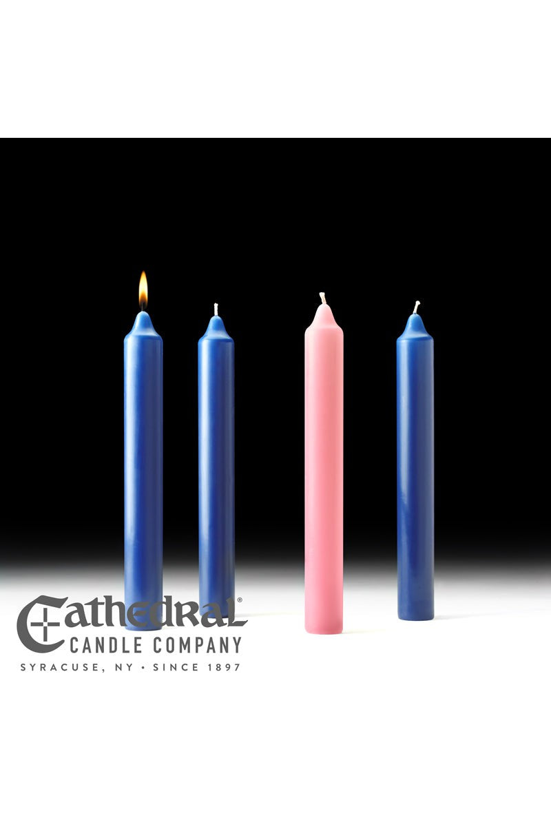 Advent Candle Sets - 3 Sarum Blue, 1 Rose - 1-1/2" Diameter - GG8213/GG8211-Church Life-Cathedral Candle-1-1/2" x 12" (Stearine) GG82132804-Michigan Church Supply