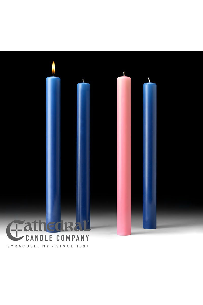 Advent Candle Sets - 3 Sarum Blue, 1 Rose - 1-1/2" Diameter - GG8213/GG8211-Church Life-Cathedral Candle-1-1/2" x 16" (51% Beeswax) GG82116804-Michigan Church Supply