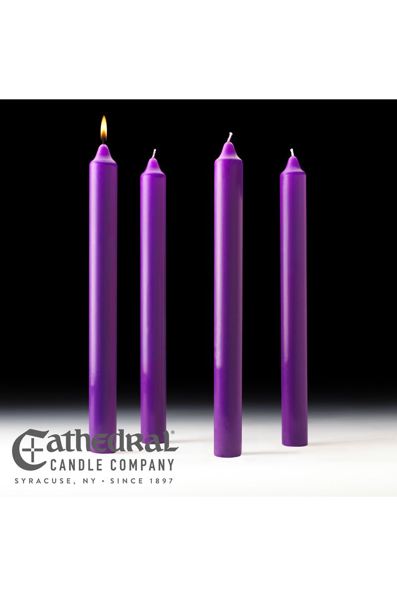 Advent Candle Sets - 4 Purple - 1-1/2" Diameter - GG8211/8213-Church Life-Cathedral Candle-1-1/2" x 16" (Stearine) GG82136404-Michigan Church Supply