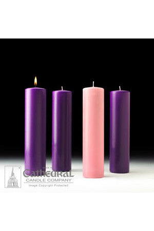 Advent Pillar Candle Set 3 x 18 51% Beeswax - GG82113004.-Church Life-Cathedral Candle-Michigan Church Supply