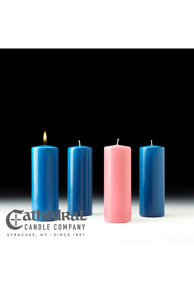 Advent Stearine Pillar Candle Sets - 3 Blue, 1 Rose - 3" x 12" - GG82332904-Church Life-Cathedral Candle-Michigan Church Supply