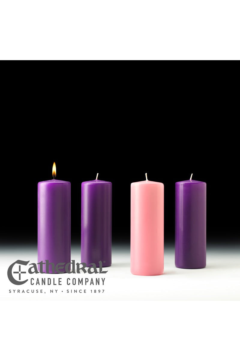 Advent Stearine Pillar Candle Sets - 3 Purple, 1 Rose - 3" Diameter - GG8233-Church Life-Cathedral Candle-3" x 8" - GG82338004-Michigan Church Supply