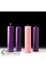 Advent Stearine Pillar Candle Sets - 3 Purple, 1 Rose - 3" Diameter - GG8233-Church Life-Cathedral Candle-3" x 12" - GG82332004-Michigan Church Supply