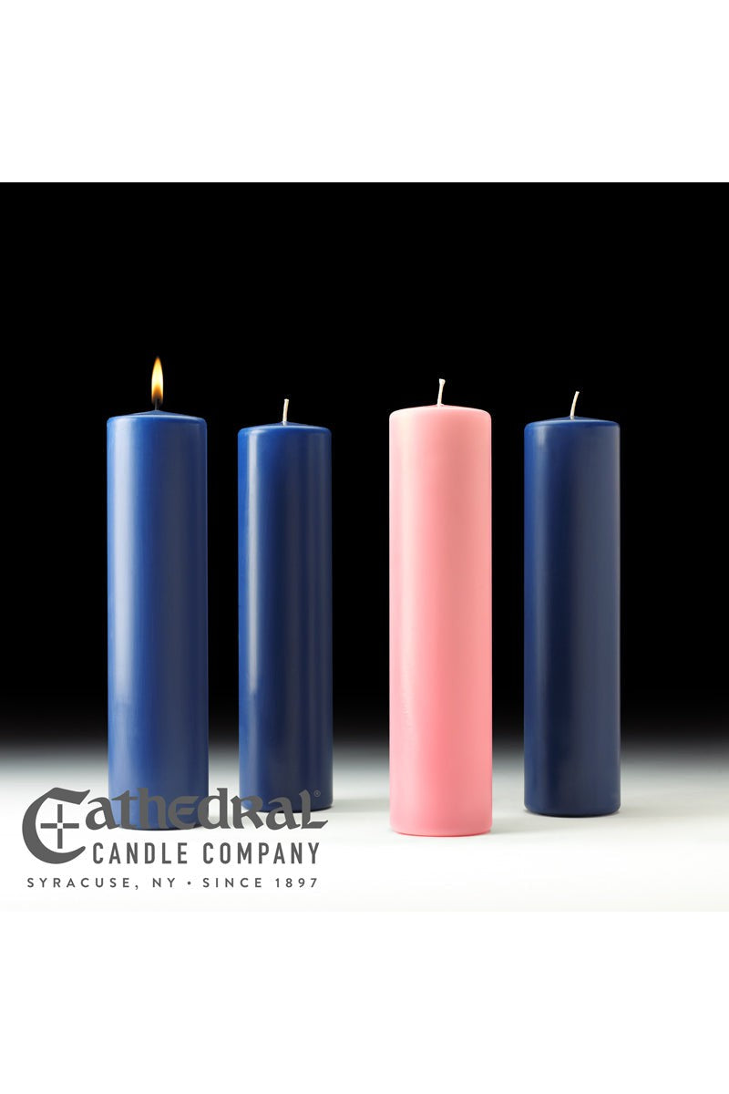 Advent Stearine Pillar Candle Sets - 3 Sarum Blue, 1 Rose - 3" Diameter - GG8233-Church Life-Cathedral Candle-3" x 12" - GG82332804-Michigan Church Supply