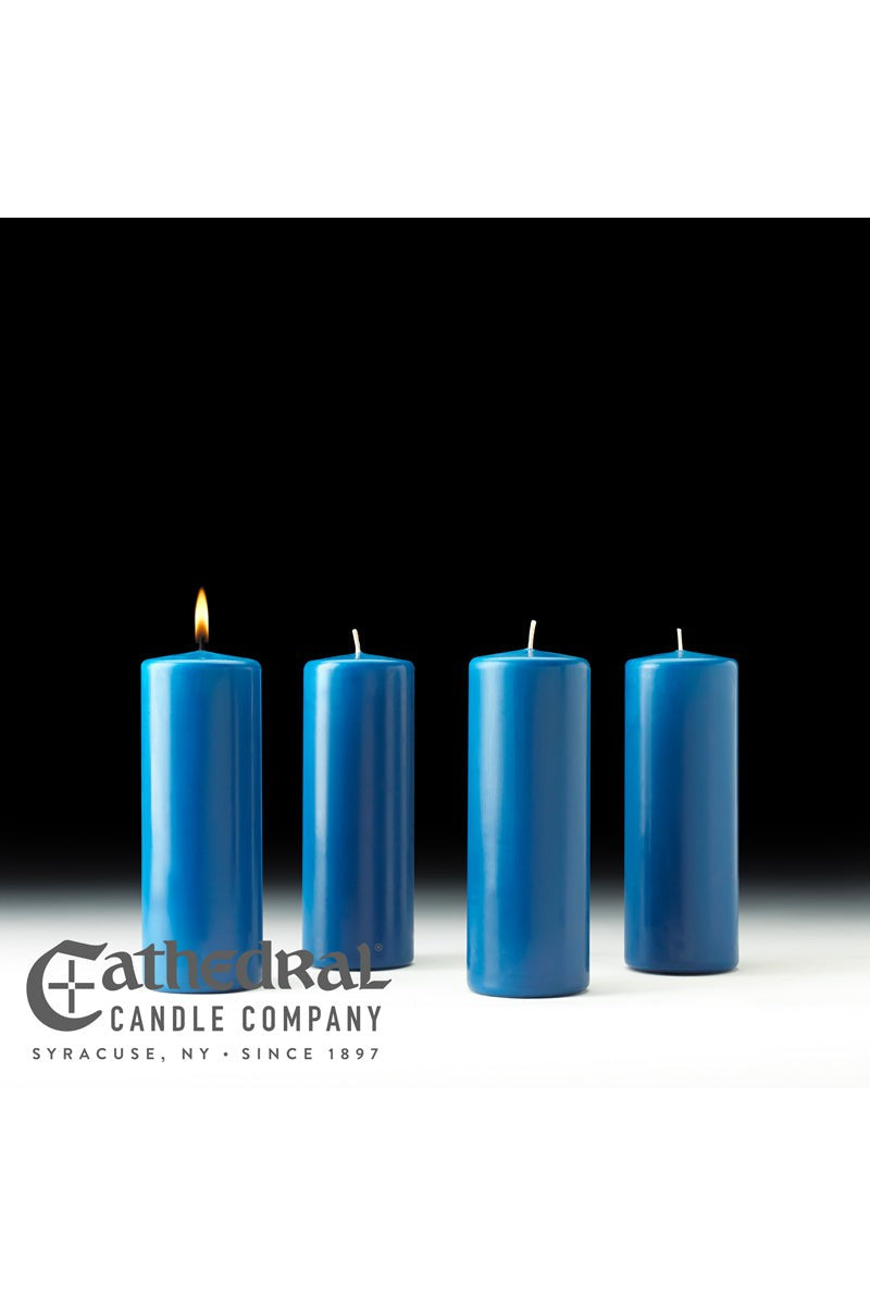 Advent Stearine Pillar Candle Sets - 4 Blue - 3" X 12" - GG82332204-Church Life-Cathedral Candle-Michigan Church Supply