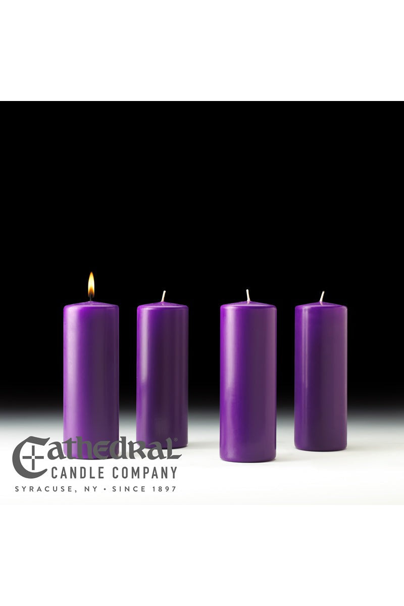 Advent Stearine Pillar Candle Sets - 4 Purple - 3" Diameter - GG8233-Church Life-Cathedral Candle-3" x 8" - GG82338404-Michigan Church Supply