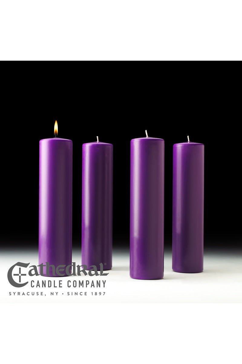 Advent Stearine Pillar Candle Sets - 4 Purple - 3" Diameter - GG8233-Church Life-Cathedral Candle-3" x 12" - GG82332404-Michigan Church Supply