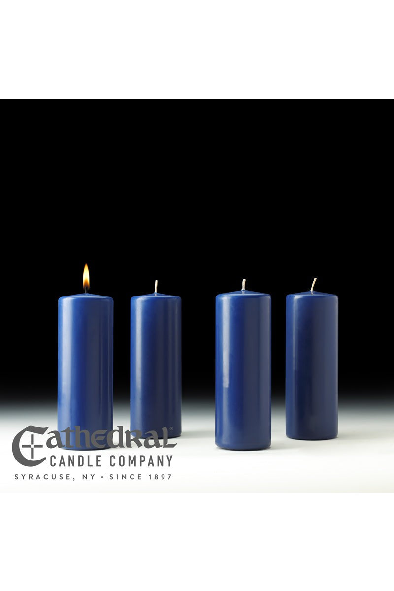 Advent Stearine Pillar Candle Sets - 4 Sarum Blue - 3" Diameter - GG8233-Church Life-Cathedral Candle-3" x 8" - GG82338304-Michigan Church Supply