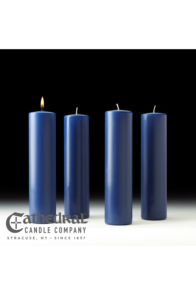 Advent Stearine Pillar Candle Sets - 4 Sarum Blue - 3" Diameter - GG8233-Church Life-Cathedral Candle-3" x 12" - GG82332304-Michigan Church Supply