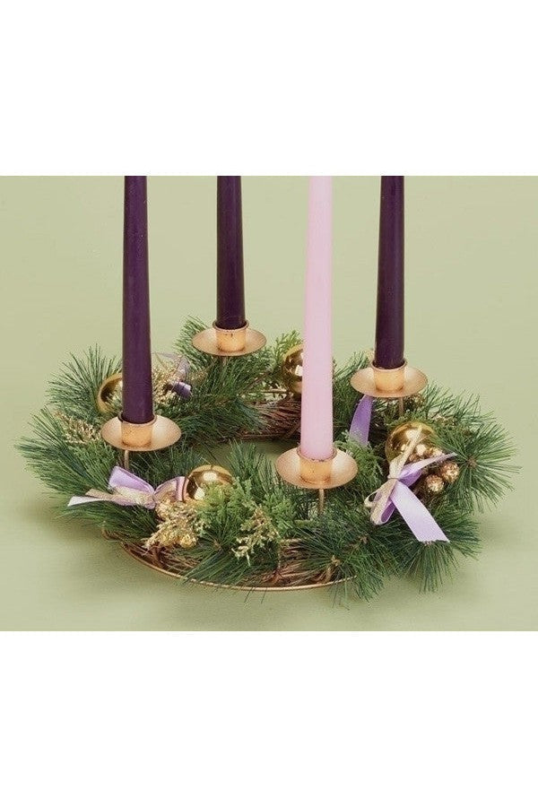 Advent Wreath - with Purple Ribbon and Gold Pinecones - LI21075-Inspirational Gifts-Roman, Inc-Michigan Church Supply