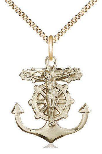 Anchor Crucifix Medal - FN5685-Jewelry-Bliss Mfg-Gold Filled-Michigan Church Supply