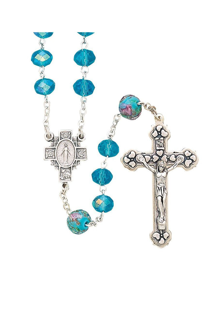 Aqua Flower Rosary-WOSR3952AQJC-Inspirational Gifts-Singer-Michigan Church Supply