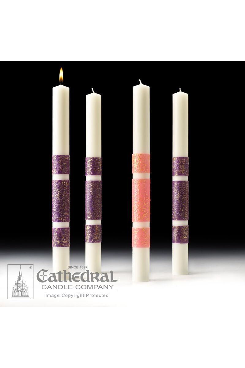 ArtisanWax Advent Candles - 3 Purple, 1 Rose - GG8238-Church Life-Cathedral Candle-1-1/2" x 17" (APE) - GG82382620-Michigan Church Supply