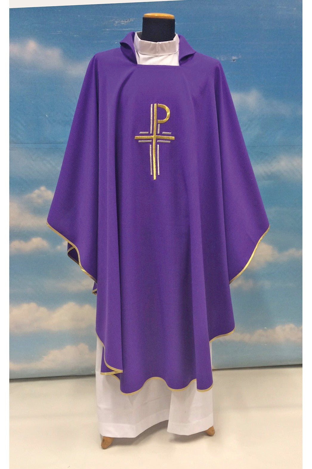 Assisi Fabric Purple Chasuble - SO633P-Church Life-Solivari-Michigan Church Supply